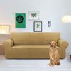 Picture of KEKUOU Stretch Sofa Cover Slipcover 1 Piece Couch Sofa Cover (79"-94") Furniture Protector 3 Seater Sofa with Elastic Bottom for Kids,Pet.Jacquard Small Checked Pattern Fabric(Large,Tan)