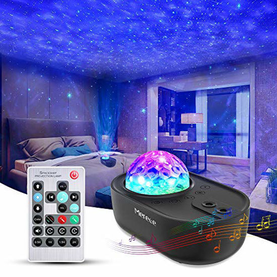 Starry Night Light Projector for Bedroom，Sky Galaxy Projector Ocean Wave  Projector Light Bluetooth Music Speaker, As Gifts for Birthday Party  Bedroom 