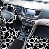 Picture of 10 Pieces Cow Print Car Decorations Include Car Steering Wheel Cover, Front Seat Covers, Car Coasters, Keyring, Armrest Pad, Seat Belt Pads, Wrist Strap for Vehicles Car