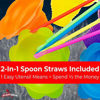Picture of Super Cute Flower Cups and Spoon Straws Combo 100Pk. Colorful, Leak Proof Small Bowls Are Perfect Snow Cone Supply for Kids Birthday Party or Summer Cookout. Great For Shaved Ice, Snacks or Ice Cream