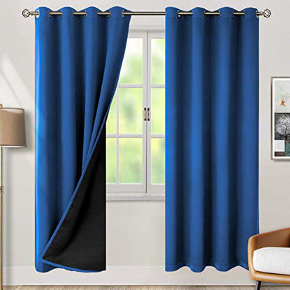 Picture of BGment 100% Blackout Curtains Thermal Insulated with Liner for Living Room - Grommet Double Layer Energy Saving Bedroom Curtain Drapes ( 52 x 84 Inches, Classic Blue, 2 Panels )