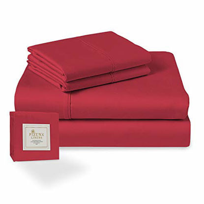 Picture of 400 Thread Count Red Burgundy Twin XL Cotton Sheet, 100% Long Staple Cotton Sheets, Soft Sateen 3 Piece 400 TC Cotton Bed Sheets Deep Pocket fit Upto 15 inch (Red Burgundy Twin XL Sheets 100% Cotton)