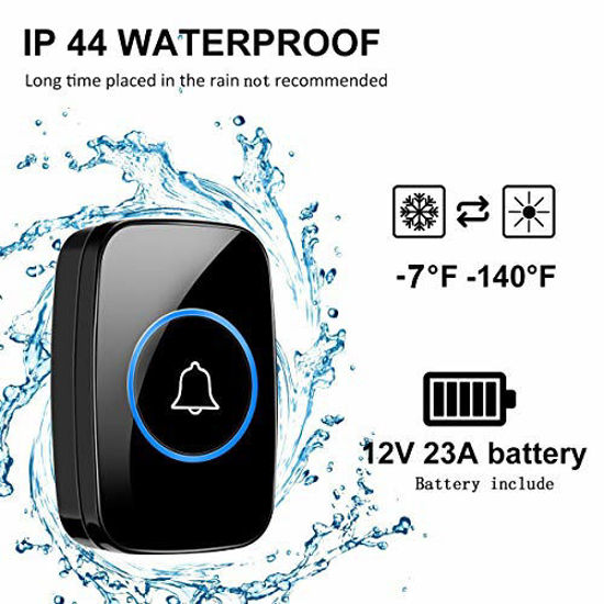 FullHouse Wireless Doorbell Kit – 1000 Ft Range, 60 Chimes, IP44 Waterproof, Distinguishes Front & Rear Doors