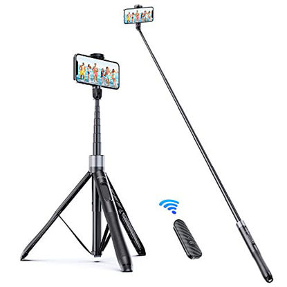Picture of ATUMTEK 60" Selfie Stick Tripod, All in One Extendable Phone Tripod Stand with Bluetooth Remote 360° Rotation for iPhone and Android Phone Selfies, Video Recording, Vlogging, Live Streaming, Black