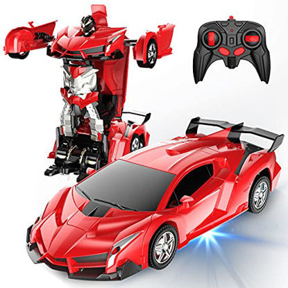 Picture of Remote Control Car, Transform Robot RC Car for Kids, 2.4Ghz 1:18 Scale Model Racing Car with One-Button Deformation, 360°Drifting, Transforming Robot Car Toy Gift for Boys and Girls(Red)