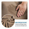 Picture of Modern Velvet Plush 4 Piece High Stretch Sofa Slipcover Strap Sofa Cover Furniture Protector Form Fit Luxury Thick Velvet Sofa Cover for 3 Cushion Couch, Machine Washable(Sofa,Camel)