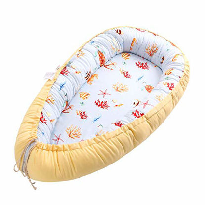 Picture of Baby Lounger, Baby Nest and Baby Bassinet, Portable Ultra Soft Breathable Newborn Lounger Crib, Perfect for Sleeping and Traveling (Sea)