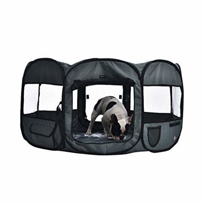 Picture of Amazon Basics Portable Soft Pet Dog Travel Playpen, Large (45 x 45 x 24 Inches), Grey