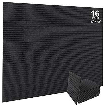 Picture of 16 Pcs Pro Grade Sound proof Board,Sound Insulation Board,Sound Proof Panels For Walls,with Adhesive on Back,Suitable For Acoustic Treatment, For Professional Studio,11.8x11.8"(black)