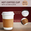 Picture of [100 Pack] 12 oz Paper Coffee Cups, Disposable Paper Coffee Cup with Lids, Sleeves, and Stirrers, Hot/Cold Beverage Drinking Cup for Water, Juice, Coffee or Tea, Suitable for Home, Shops and Cafes