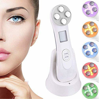 Picture of 5in1 Facial Massager, 6 color Vibration Skin Firming Care for Face Massager,Multifunctional Skin Care Beauty Instrument (White)