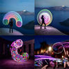 Picture of 24in LED Hoop Dance Exercise Light Up Hoop for Kids Children, Fitness Equipment Sport Fun Auto Color Changing Strobing Glow Lights, 60cm Hoop Hooper Gift(Two AA Batteries are Needed. Not Included)