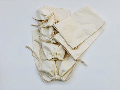 Picture of Cotton Double Drawstring Muslin Bag. 100% Organic Cotton. Pack of 100 (5 x 7 Inches)