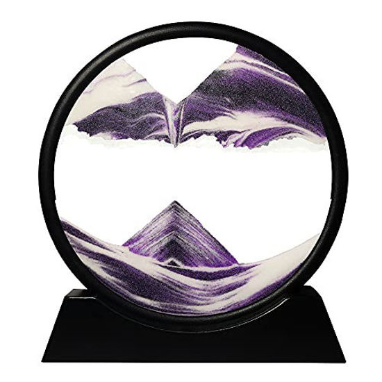 Blue, 7inch Muyan Moving Sand Art Picture Sandscapes in Motion Round Glass 3D Deep Sea Sand Art for Adult Kid Large Desktop Art Toys Moving Desktop Art for Home Decor and Office Party Creative Gift 