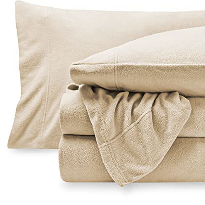 Picture of Bare Home Super Soft Fleece Sheet Set - Full Size - Extra Plush Polar Fleece, No-Pilling Bed Sheets - All Season Cozy Warmth (Full, Sand)