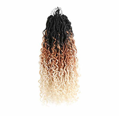 Picture of 5Packs New Goddess Locs Crochet Hair 18 Inch River Locs Wavy Crochet With Curly Hair In Middle And Ends Braids Hair Extensions (5Packs,18 inch, OM3T27613)