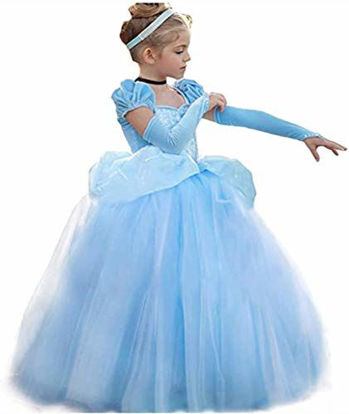 Picture of Cinderella Costume for Girls Cinderella Dress Princess Dresses for Girls Halloween Party Cosplay with Sleevelet 2-11T