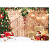 Picture of Haboke 10x8ft Soft Fabric Rustic Christmas Barn Wood Door Backdrop for Photography Xmas Tree Snow Gift Wall Floor Party Photo Background Family Holiday Supplies Banner Decorations Studio Prop Pictures