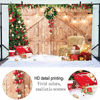 Picture of Haboke 10x8ft Soft Fabric Rustic Christmas Barn Wood Door Backdrop for Photography Xmas Tree Snow Gift Wall Floor Party Photo Background Family Holiday Supplies Banner Decorations Studio Prop Pictures