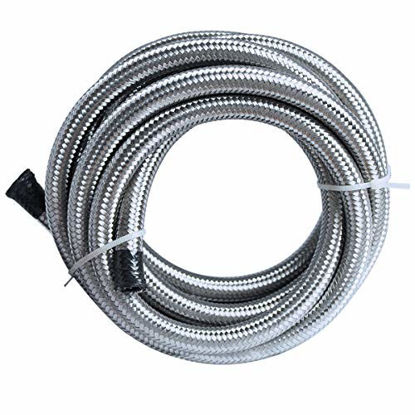 Picture of 25 Ft 6AN Fuel Line Hose AN-6 3/8" Universal Braided Stainless Steel CPE Fuel Line
