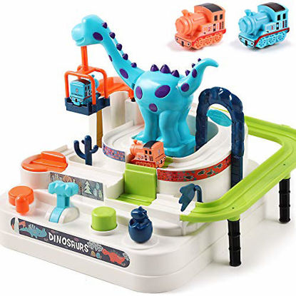 Picture of iPlay, iLearn Kids Train Race Track Play Set, Toddler Dinosaur Ramp Vehicle Toys, Car Adventure Indoor Game, Educational Learning Birthday Gift for Age 3 4 5 6 7 Year Old Boys Girls Children Preschool