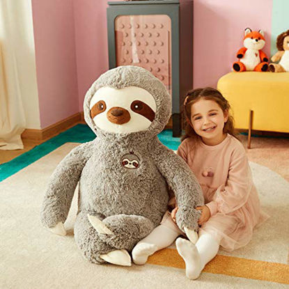 Picture of IKASA Large Sloth Stuffed Animal Plush Bradypode Toy for Children (Gray, 30 inches)