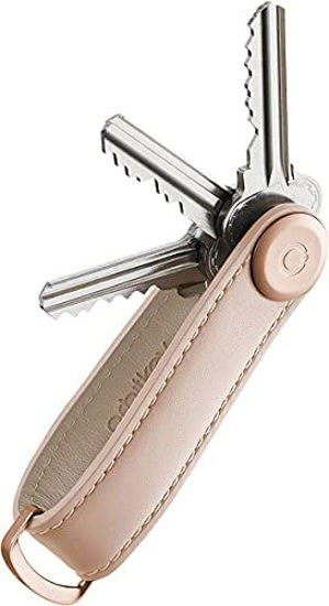 Picture of Orbitkey Leather Key Organizer | Durable, Stainless Steel Locking Mechanism, Slim & Quiet Profile | Holds up to 7 Keys, Blush with Blush Stitching
