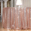 Picture of PartyDelight Rose Gold Sequin Tablecloth Round 108" Table Linen for Events, Exhibitions, Celebration