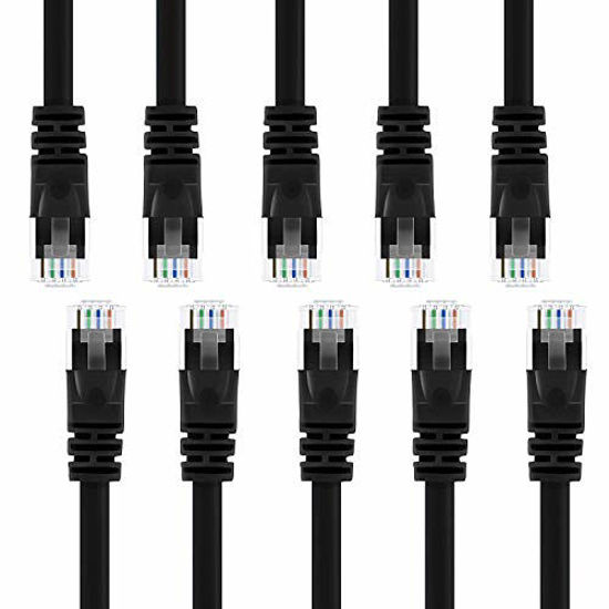 Picture of GearIt 20-Pack, Cat5e Ethernet Patch Cable 6 Feet - Snagless RJ45 Computer LAN Network Cord, Black