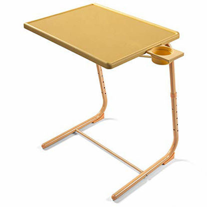 Picture of Adjustable TV Tray Table - TV Dinner Tray on Bed & Sofa, Comfortable Folding Table with 6 Height & 3 Tilt Angle Adjustments (Khaki)