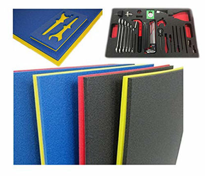 Picture of 5S Tool Box Shadow Foam Organizers (2 Color) Custom Size (18" x 36", Black Top/Red Bottom)