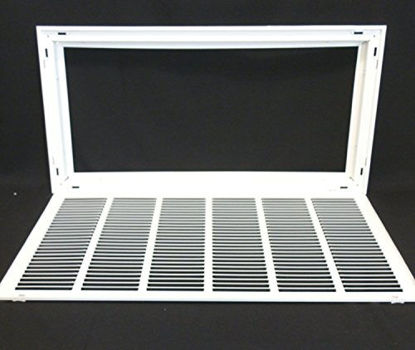 Picture of 30" X 10" Steel Return Air Filter Grille for 1" Filter - Easy Plastic Tabs for Removable Face/Door - HVAC Duct Cover - Flat Stamped Face -White [Outer Dimensions: 31.75w X 11.75h]