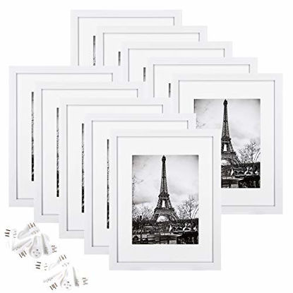 upsimples 8x8 Picture Frame Set of 3,Display Pictures 5x5 with Mat or 8x8 Without Mat,Multi Photo Frames Collage for Wall,White 