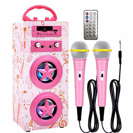 KidsL Mini Karaoke Machine with 2 Wireless Microphone, Portable