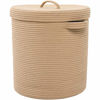 Picture of 16" x 16" x 18" Large Cotton Rope Storage Basket with Lid, Full Beige with Cover
