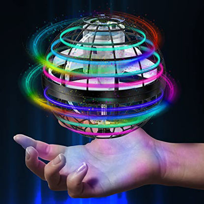 Picture of AMERFIST Flying Ball Toys, Magic Nebula Orb, Globe Shape Magic Controller Mini Drone, RGB Lights Spinner 360 Rotating Spinning UFO Safe for Kids Adults(Black)