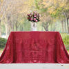 Picture of JYFLZQ Burgundy Sequin Tablecloth 90" x 132" Rectangular Sparkly Drape Table Cloths Table Cover Overlay for Wedding Birthday Party Baby Bridal Shower