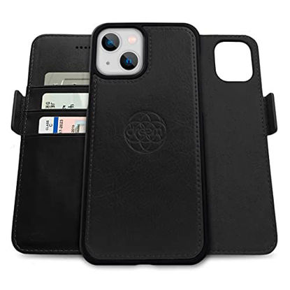 Picture of Dreem Fibonacci 2-in-1 Wallet-Case for Apple iPhone 13 - Luxury Vegan Leather, Magnetic Detachable Shockproof Phone Case, RFID Card Protection, 2-Way Flip Stand - Black