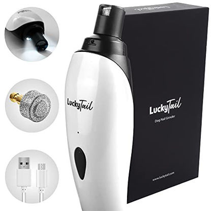 Picture of LuckyTail Dog Nail Grinder Trimmer - Professional Quiet 2-Speed Rechargeable Electric Pet Grooming & Smoothing Tool Kit - Painless Paw Clipper