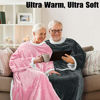 Picture of Tirrinia Sherpa Wearable Blanket for Adult Women, Men, Girlfriend, Super Soft Comfy Warm Plush Reading Throw with Sleeves TV Blanket Wrap Robe Cover for Sofa, 72" x 55" Pink