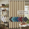 Picture of H.VERSAILTEX Room Darkening Linen Curtain for Bedroom / Living Room Extra Wide Blackout Curtains 100 x 84 Inches for Patio Glass Door, Primitive Textured Thick Linen Burlap Look Fabric, Beige