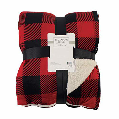 Picture of Hudson Baby Home Mink Blanket with Sherpa Back, Buffalo Plaid Sherpa, 108X90 in. (King)