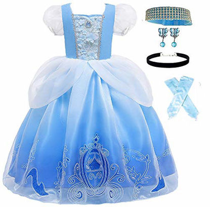 Picture of Romy's Collection Princess Cinderella Blue Toddler Girls Costume Dress Up (4-5, Blue 3)