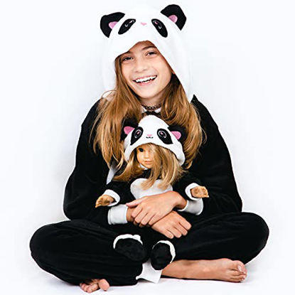 Picture of MY GENIUS DOLLS Panda Matching Onesie Pajamas and Sleepmasks - Fits Girl and 18 inch Doll Like American (Doll Not Included)
