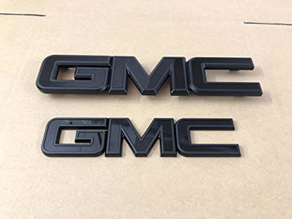 Picture of PUOU Full Black Front Grille Rear Tailgate Emblems Badges Fit 2015-2019 GM Sierra (Black)
