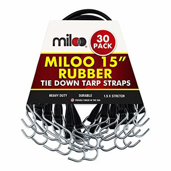 GetUSCart 30 Pack Rubber Tarp Straps Made in USA 15" Long EPDM with