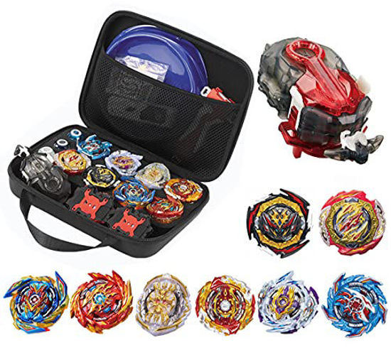 Picture of Twueivw Bey Burst Gyro Toy Set  Metal Fusion Attack Top Grip Toy Blade Set Game Storage Box 8 Top Burst Gyros 3 Two-Way launcherGreat Birthday Gift for Boys Children Kids