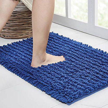 Picture of Walensee Large Bathroom Rug Non Slip Bath Mat (72x24 Inch Dark Blue) Water Absorbent Super Soft Shaggy Chenille Machine Washable Dry Extra Thick Perfect Absorbant Best Plush Carpet for Shower Floor