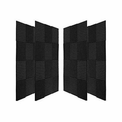Picture of 50 Pack All -Black/Blue Acoustic Panels Studio Foam Wedges 1" X 12" X 12" (50pack, Black&Blue)