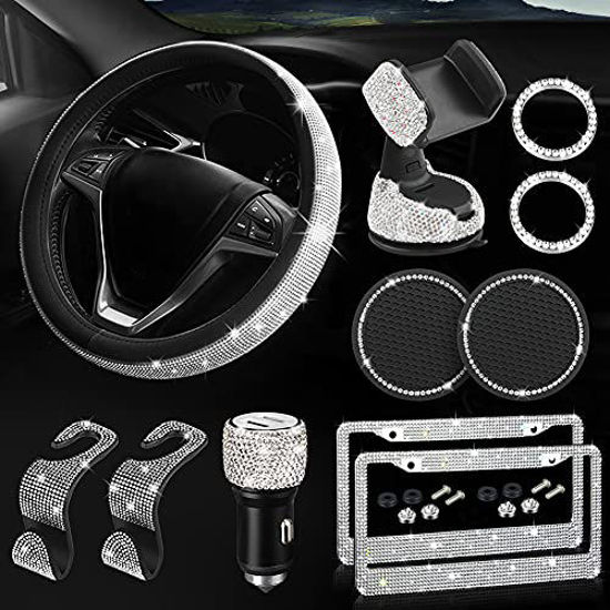 Universal Rhinestone Diamond Car Accessories Steering Wheel Cover Car Decor  Set